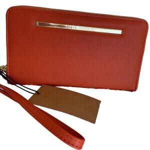 Brand New Steve Madden Zip Around Bi-Fold Wallet Dk. Orange